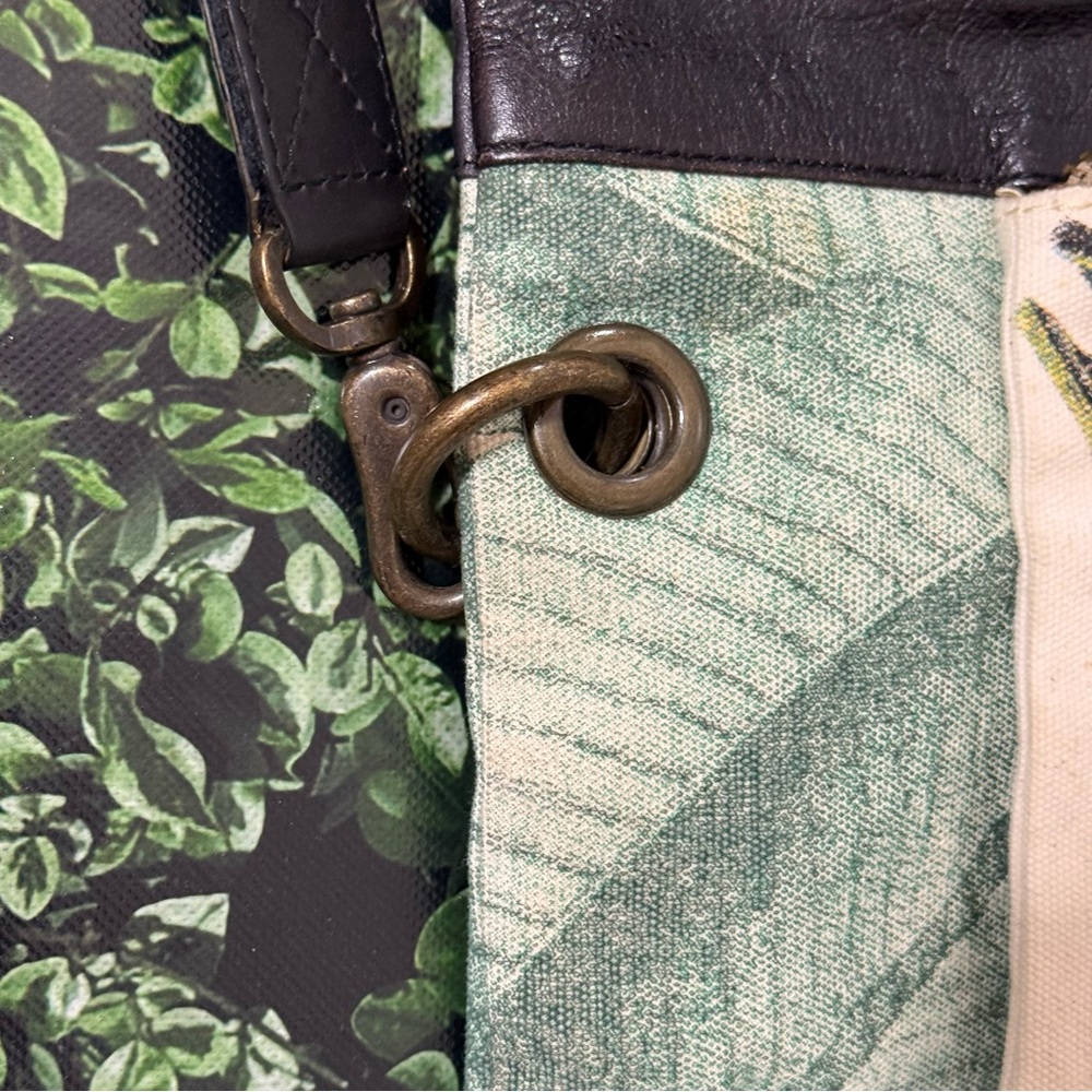 Anthropologie Jasper & Jeera Parrot Print Satchel with Black Leather Strap - Picture 7 of 15